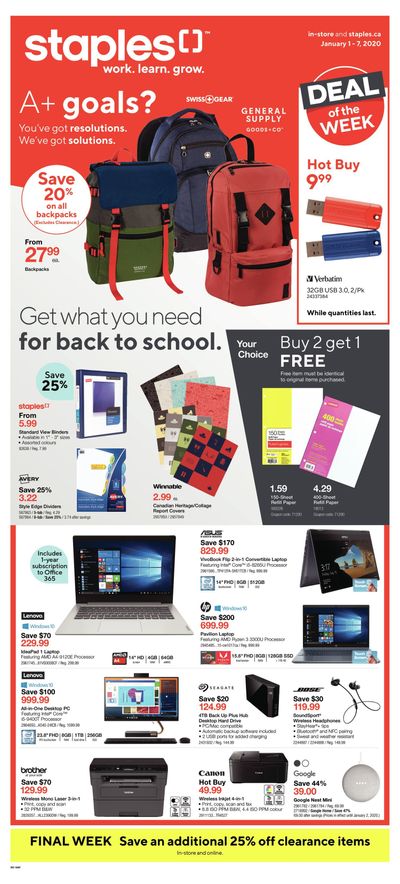 Staples Flyer January 1 to 7