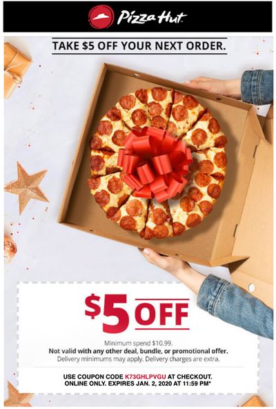 Pizza Hut Canada Coupons: Save $5 off Your Order with Coupon Code