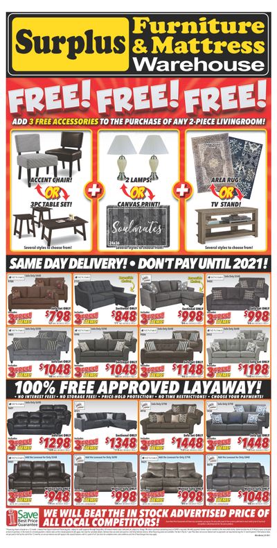 Surplus Furniture & Mattress Warehouse (Winnipeg) Flyer December 31 to January 13