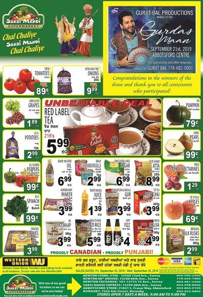 Sabzi Mandi Supermarket Flyer September 20 to 25