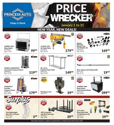 Princess Auto Price Wrecker Flyer January 1 to 31