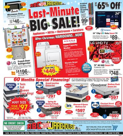 ABC Warehouse Weekly Ad Flyer December 20 to December 26, 2020