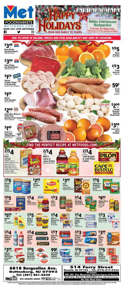 Met Foodmarkets Holiday Weekly Ad Flyer December 20 to December 26, 2020