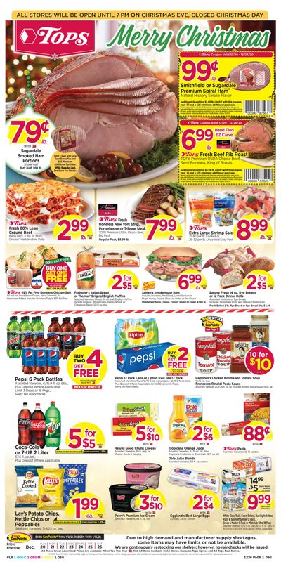 Tops Friendly Markets Holiday Weekly Ad Flyer December 20 to December 26, 2020