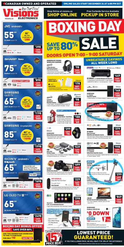 Visions Electronics Boxing Day/Week Flyer December 24 to 31, 2020