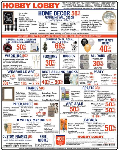Hobby Lobby Weekly Ad Flyer December 20 to December 26