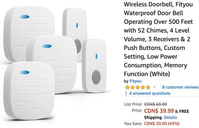 Amazon Canada Deals: Save 43% on Wireless Doorbell + More Deals