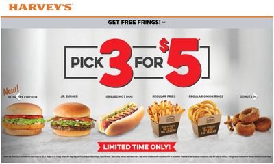 Harvey’s Canada Promotions: Enjoy Three Menu Items for Only $5.00