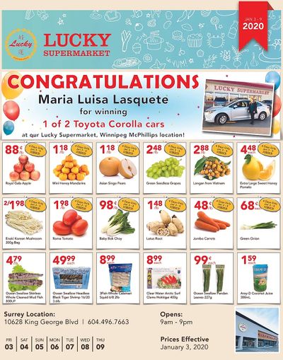 Lucky Supermarket (Surrey) Flyer January 3 to 9