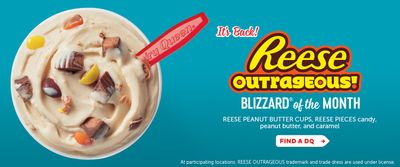 Dairy Queen Canada Reese Outrageous Blizzard is Back +  2 Cheeseburgers for $5 + More