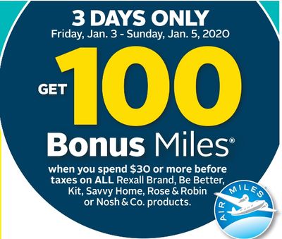 Rexall Pharma Plus Drugstore Canada Flyers Deals: Get 100 Bonus Air Miles + 3 Days Deals
