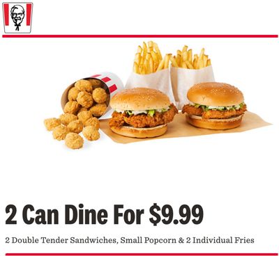 KFC Canada Promotions: Get 2 Double Tender Sandwiches Meals for $9.99