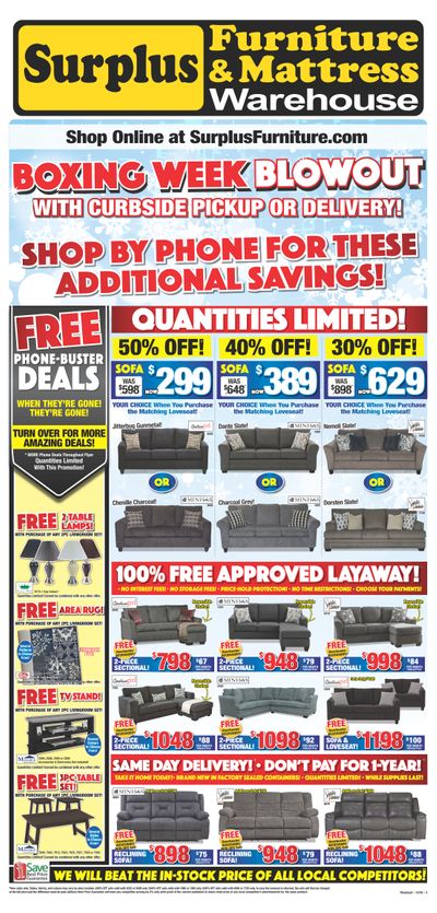 Surplus Furniture & Mattress Warehouse (Thunder Bay) Flyer December 22 to January 4