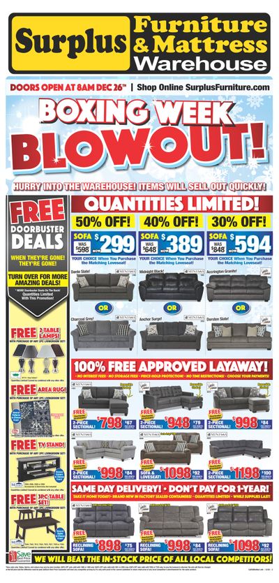 Surplus Furniture & Mattress Warehouse (Lethbridge) Flyer December 22 to January 4