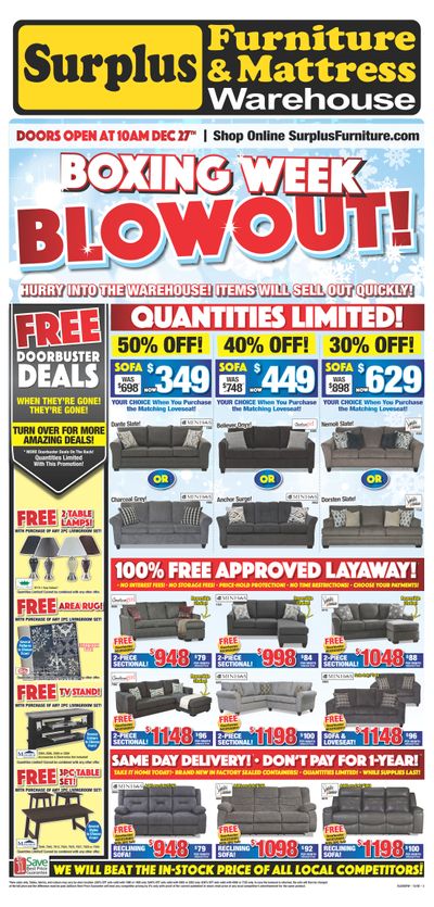 Surplus Furniture & Mattress Warehouse (Grand Falls Windsor) Flyer December 22 to January 4