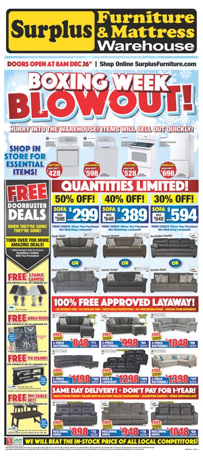 Surplus Furniture & Mattress Warehouse (Brandon) Flyer December 22 to January 4