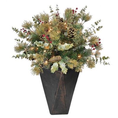 Holiday Living 3 Pre Lit Decorated Topiary In Tall Resin Pot, 24 Diameter, 140 Tips, Pine Cones and Berry, 50 CSA Outdoor Clear Lights On Sale for $27.25 (Save $81.75) at Lowe's Canada