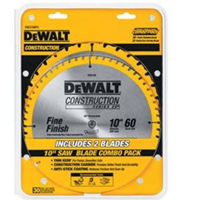 DEWALT DW3106P5 2 Blade 10-Inch 60-Tooth Crosscutting Saw Blade and 10-Inch 32-Tooth General Purpose Saw Blade Combo Pack For $44.21 At Amazon Canada