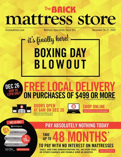 The Brick Mattress Store Boxing Week Flyer December 21 to 31, 2020