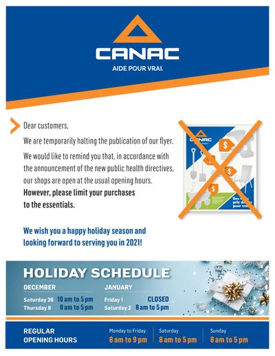Canac Flyer December 24 to January 7