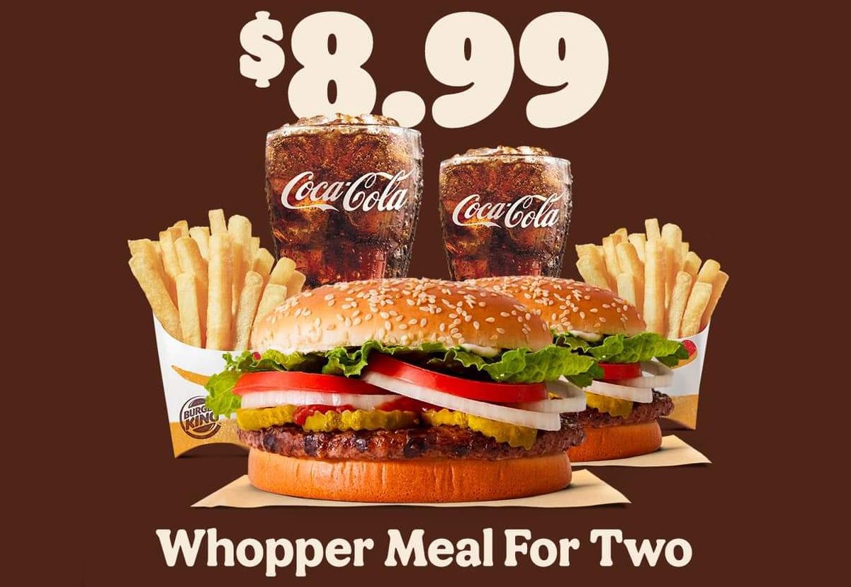 For a Limited Time Only, You Can Get 2 Whopper Meals at Burger King for $8....