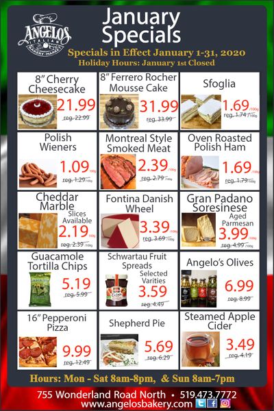 Angelo's Italian Bakery Flyer January 1 to 31