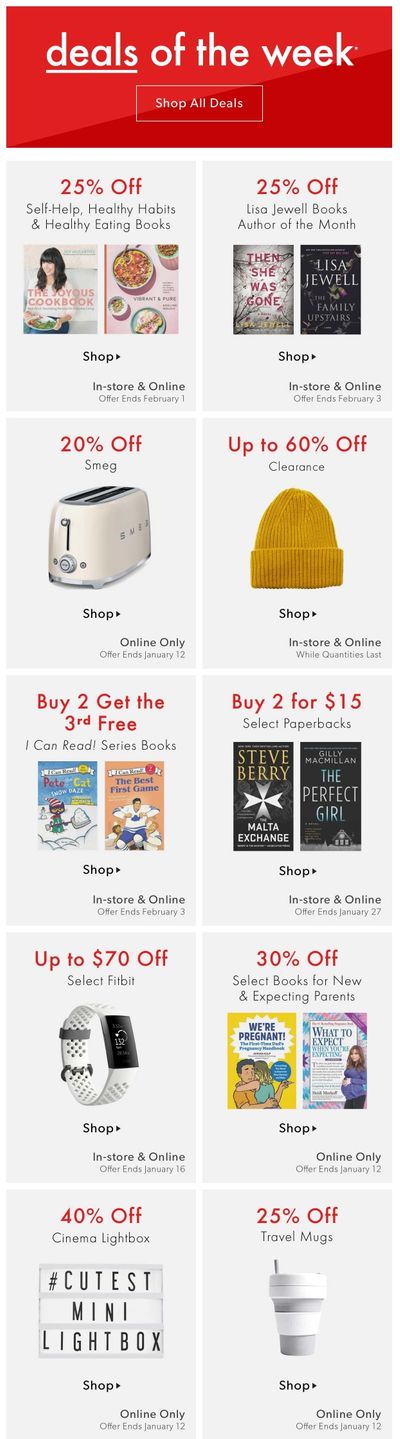 Chapters Indigo Online Deals of the Week January 6 to 12