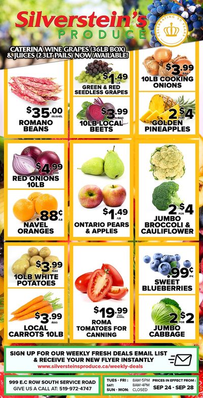 Silverstein's Produce Flyer September 24 to 28