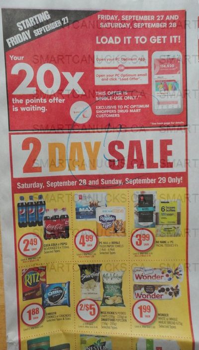 Shoppers Drug Mart Flyer Sneak Peek: 20x The PC Optimum Points Loadable Offer September 27th & 28th