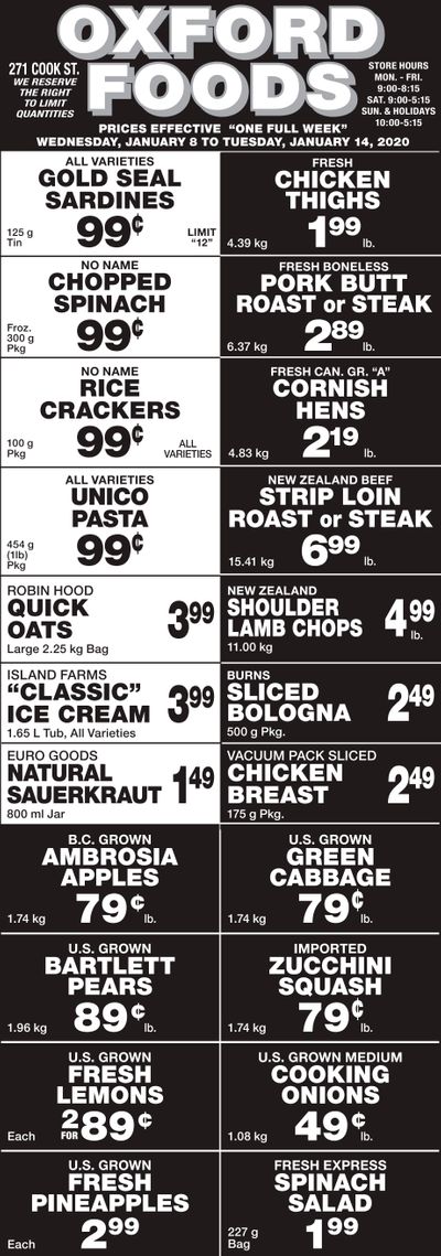 Oxford Foods Flyer January 8 to 14