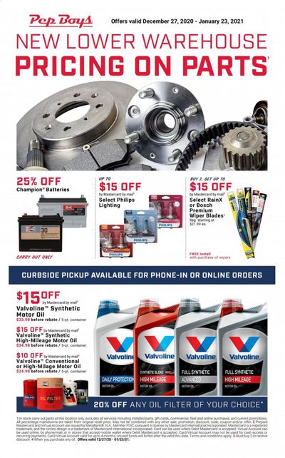 Pep Boys Weekly Ad Flyer December 27 to January 23