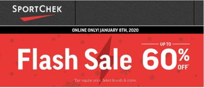 Sport Chek Canada Online Flash Sale: Today, Save up to 60% off Regular-Priced of Brands & Styles.