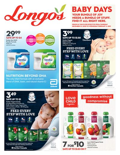 Longo's Baby Days Flyer December 31 to February 3