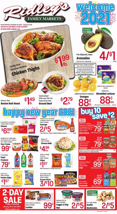 Ridley's Family Market Weekly Ad Flyer December 29, 2020 to January 4, 2021