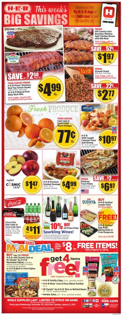 H-E-B (TX) Weekly Ad Flyer December 30 to January 5