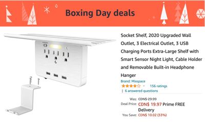 Amazon Canada Boxing Day Deals: Save 33% Off Socket Shelf Upgraded Wall Outlet + 25% on Lodge 12-Inch Logic Pre-Seasoned Skillet + More HOT Offers