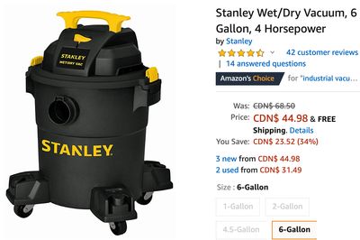 Amazon Canada Deals: Save 34% on Stanley Wet/Dry Vacuum + 20% on PizzaQue Deluxe Kettle Grill Pizza Kit