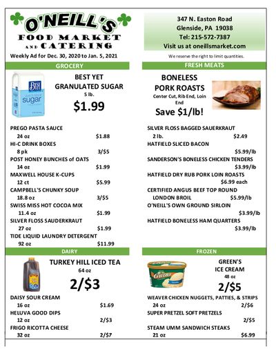 O'Neill's Food Market New Year Weekly Ad Flyer December 30, 2020 to January 5, 2021