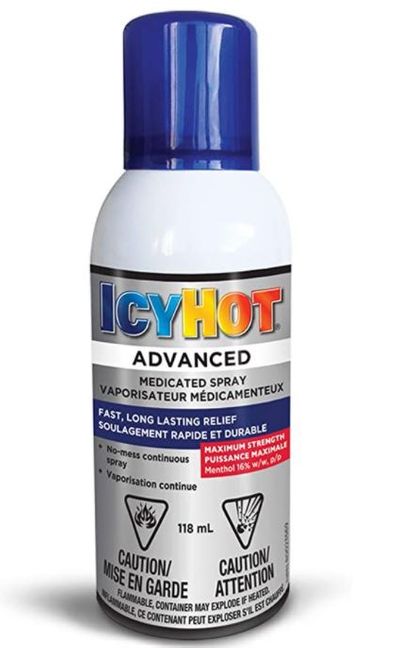 Icy Hot Advanced Medicated Spray, 118 mL Fast, Long-Lasting Muscle & Joint Pain Relief, For Simple Back Pain, Lumbago, Strains & Sprains For $7.99 At Amazon Canada
