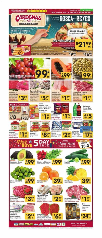 Cardenas (CA, NV) Weekly Ad Flyer December 30 to January 5
