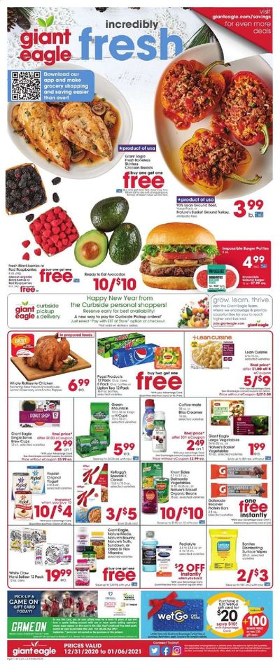 Giant Eagle (IN, MD, OH, PA, WV) Weekly Ad Flyer December 31 to January 6