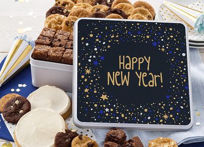 Happy New Year's Cookie Tins and Cookie Cakes Arrive at Mrs. Fields for a Limited Time