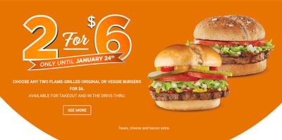 Harvey’s Canada Promotions: Get 2 Original or Veggie Burgers for $6