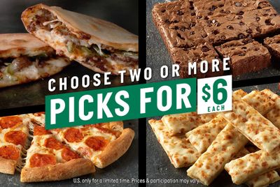 Save with the Pick 2 or More for $6 Each Deal at Participating Papa John's Pizza Locations