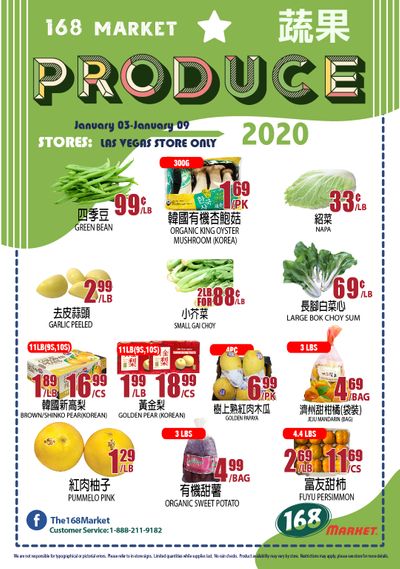168 Market (NV) New Year Weekly Ad Flyer January 1 to January 7, 2021