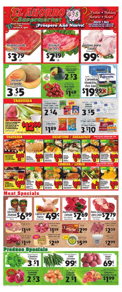 El Ahorro Supermarket New Year Weekly Ad Flyer January 1 to January 5, 2021