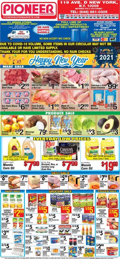 Pioneer Supermarkets New Year Weekly Ad Flyer January 1 to January 7, 2021
