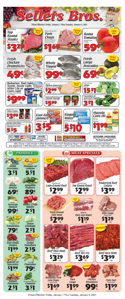 Sellers Bros New Year Weekly Ad Flyer January 1 to January 5, 2021