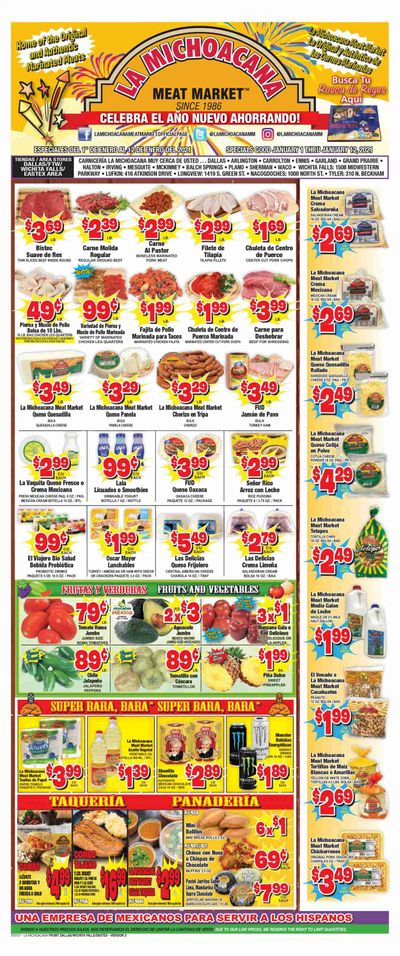 La Michoacana Meat Market (OK, TX) Weekly Ad Flyer January 1 to January 12