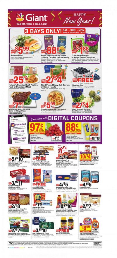 Giant Food Weekly Ad Flyer January 2 to January 7